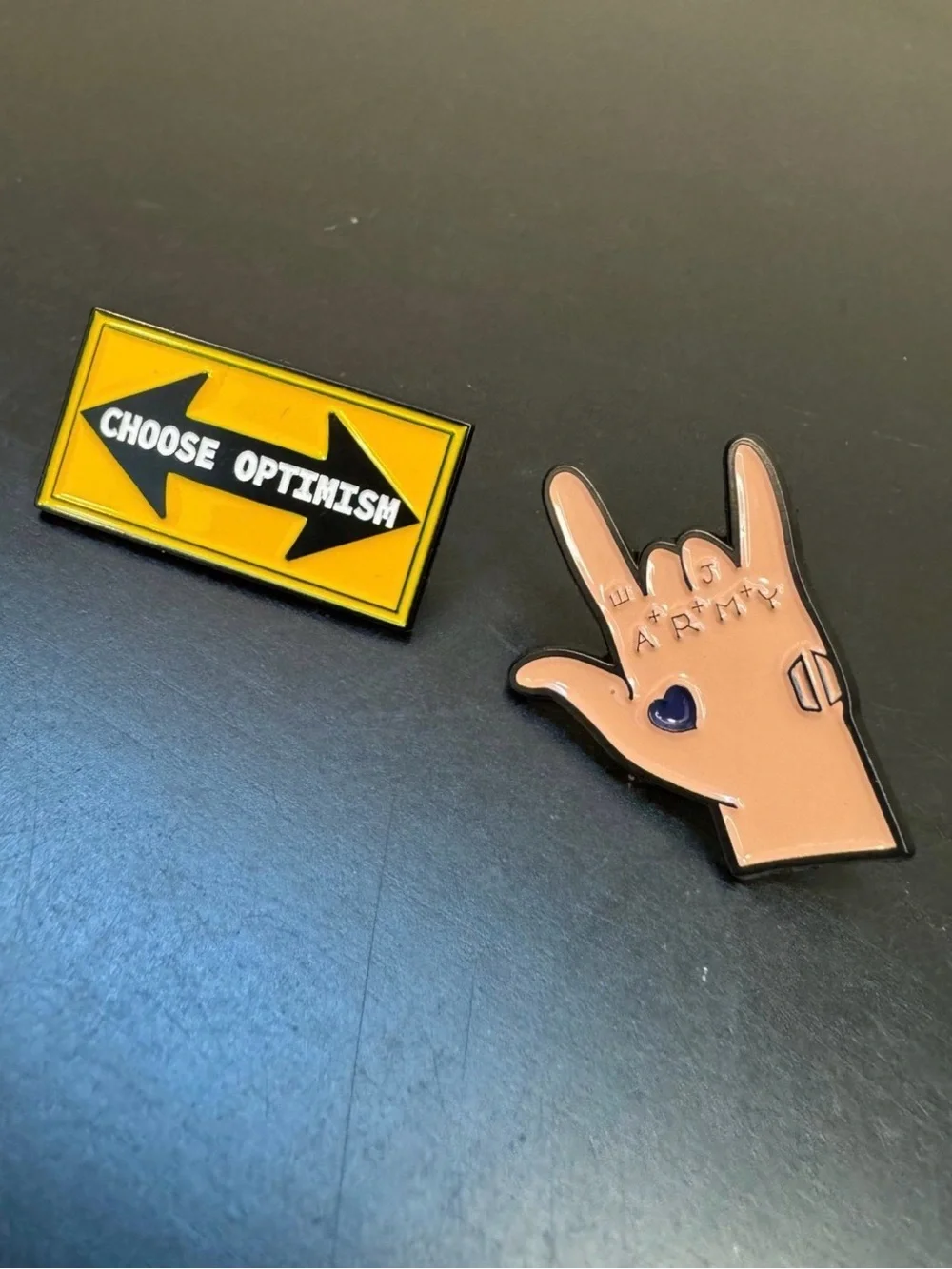 Enamel Pins Optimism Sign Army Hand Love Positivity